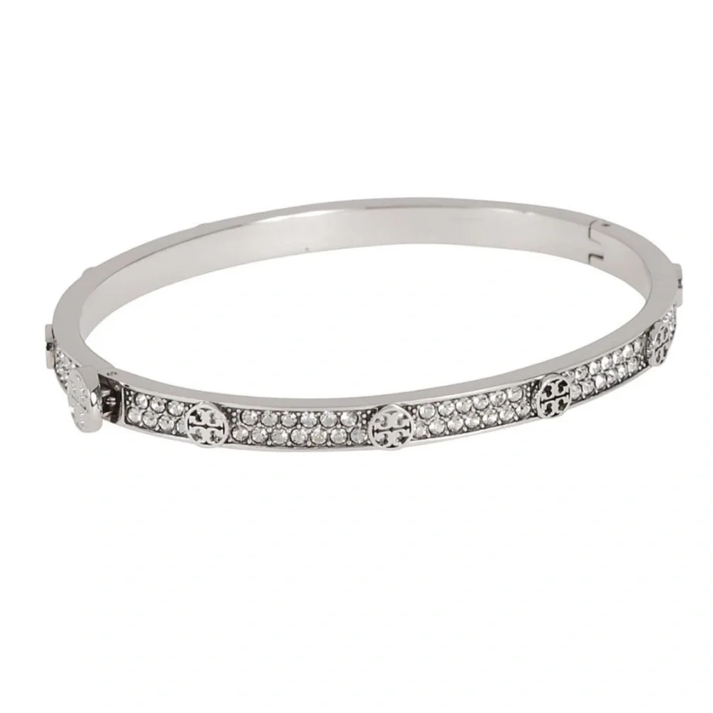 NWT Tory Burch Miller Stud Crystal Pave’ Bracelet in Silver - Picture 5 of 7